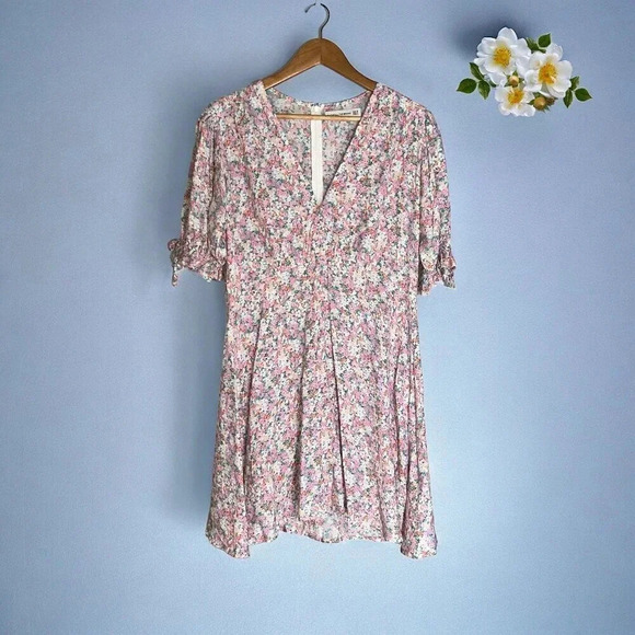 Faithfull the Brand Dresses & Skirts - Faithful The Brand Micro Floral Print Cottage Core Dress Elastic Tie Sleeve Sz 8